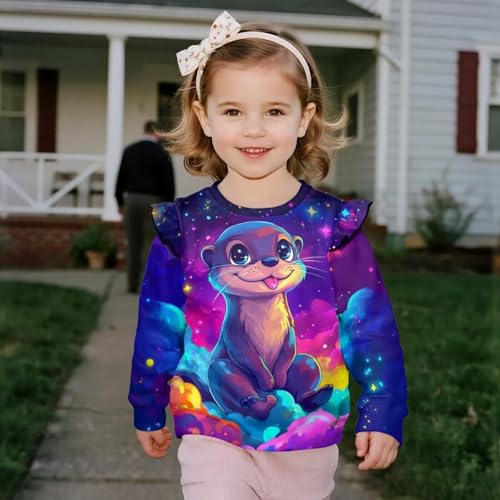 Kawaii Long Sleeve Shirts for Girls Ruffle Sleeve Sweatshirts Toddler Clothes for Girls Athletic Tops Size 1-83