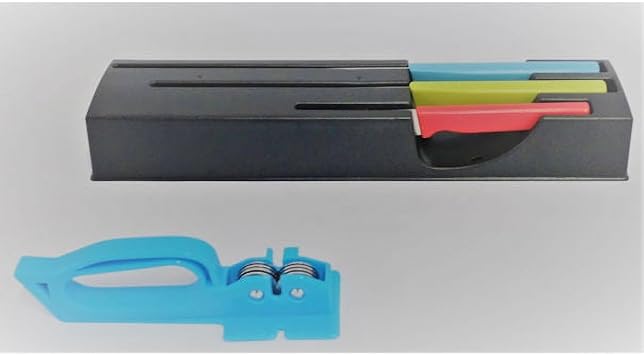 Smart Home Knife Set, 5 PC Set with 3 Knives with Block & Sharpener