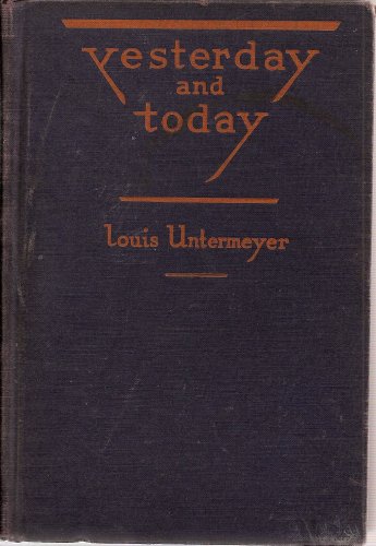 Yesterday and Today a Comparative Anthology of ... B001VOB9EA Book Cover