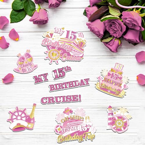 Imanes decorativos para puerta cumpleaños 15 años rosa oro miniatura 3