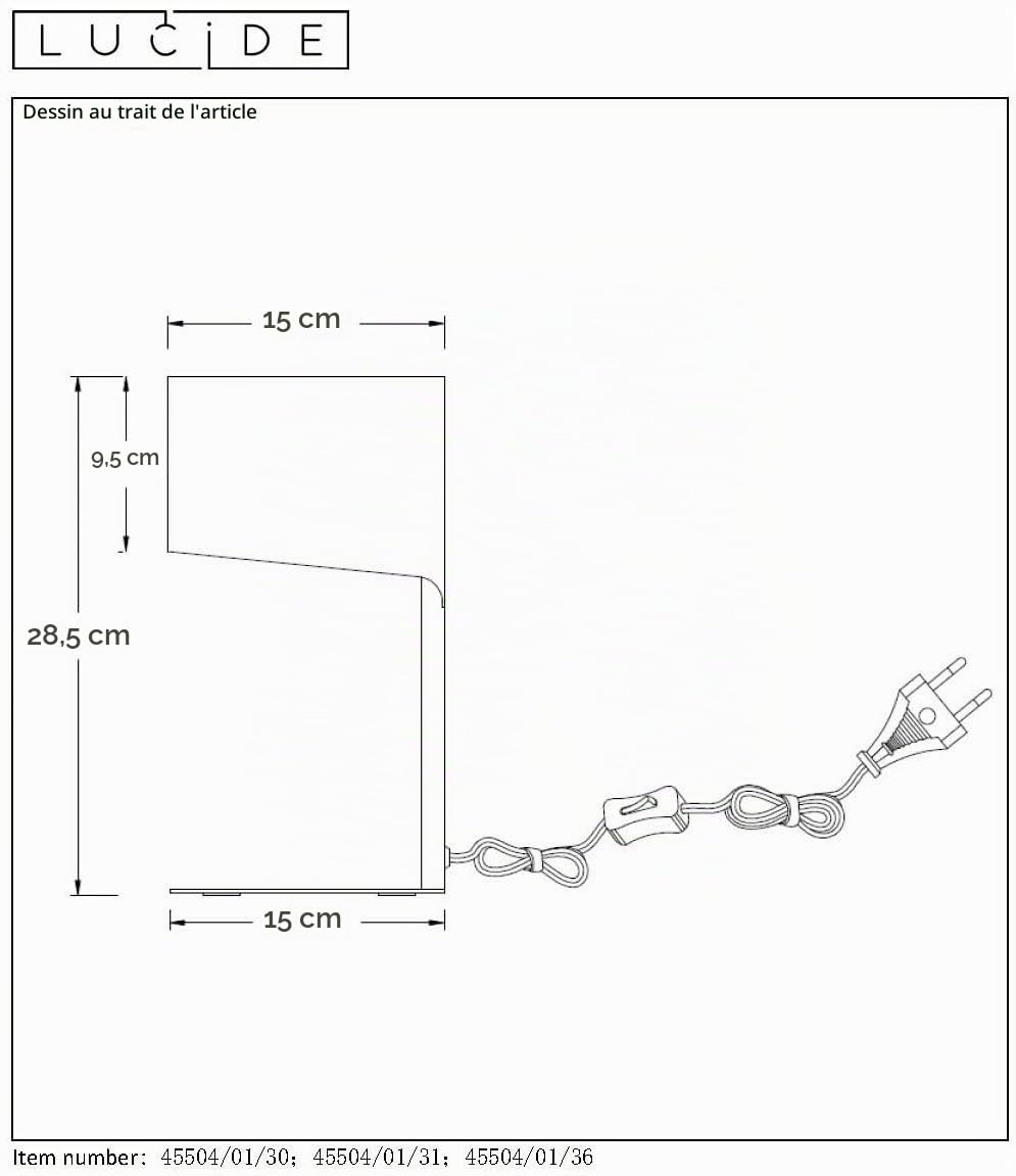 LUCIDE KNULLE - Lampe de table - Ø 15 cm - 1xE14 - Noir