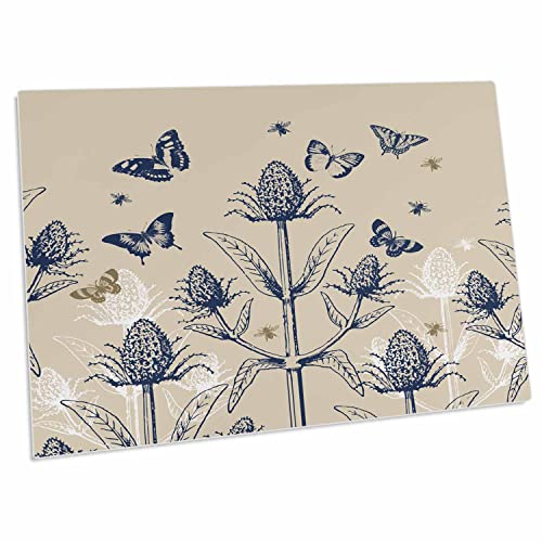 3dRose Teasel Plant con abejas y mariposas miniatura 1