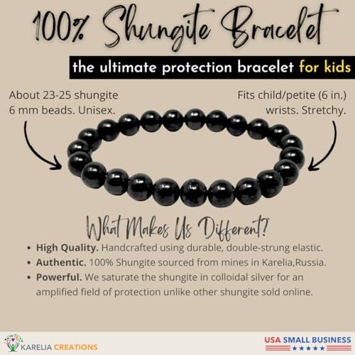 Shungite Protection Bracelet - 100% Real Authentic Graduation Idea Fits Teens Most Petite Adults (6.25 in Stretchy, 6mm beads)3