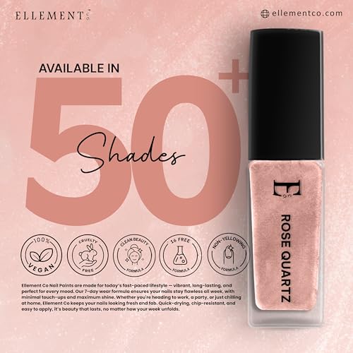 Image of ROSE QUARTZ Vegan Nail Polish Peach Color | Long Lasting Chip Resistant Formula | Quick Dry Glossy Finish | Non Toxic & Cruelty Free Nail Paint for Women | 10 ml