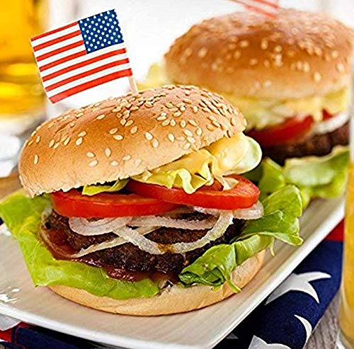 Miniatura 6 de DNHCLL 100 palillos de dientes de bandera estadounidense de 2.5 pulgadas para palitos de cóctel, sándwich, decoración de cupcakes de frutas, palos