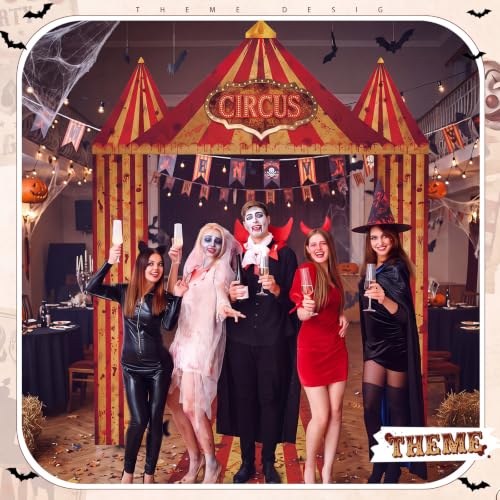 Image of Fanfanwin 4 Pcs Carnival Circus Tent Decorations Carnival Entryway Door Party Decor Awning Hanging Banner Aisle Runners Supply for Circus Theme Birthday Celebration (Horror)