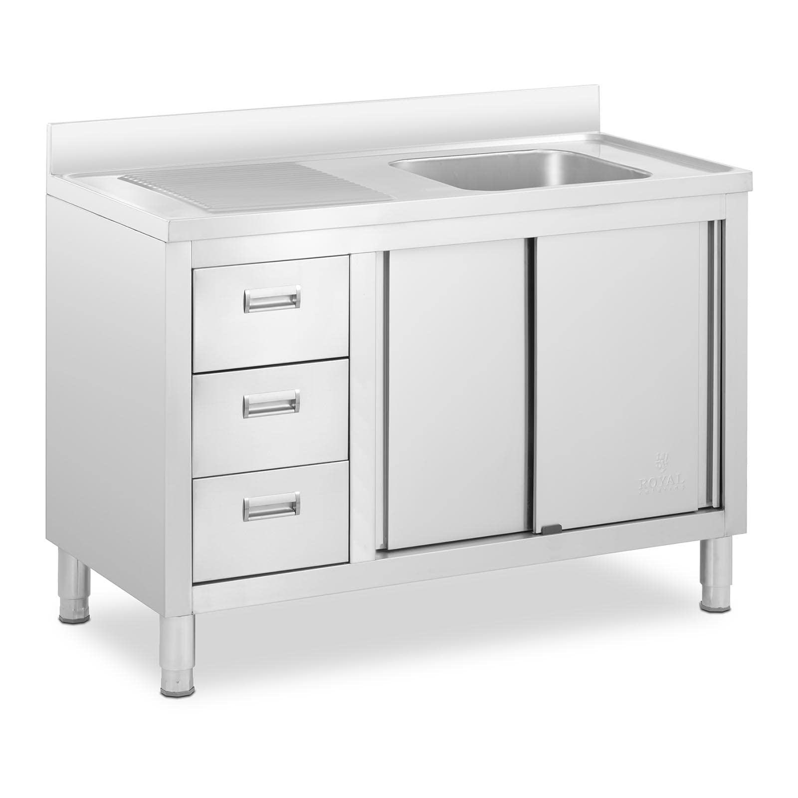 Royal Catering RC-IKS08 - Armadietto per lavello, 1 vasca, in acciaio inox, 400 x 400 x 300 mm