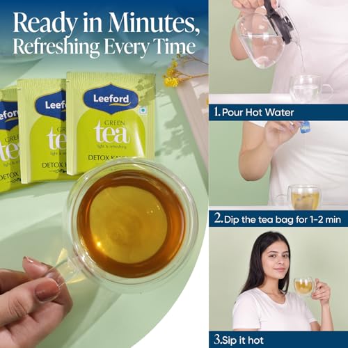 Image of Leeford Detox Kahwa Green Tea - Pack of 2 (30 Bags Each) | Infused with Himalayan Pink Salt, Tulsi, Cardamom, Cinnamon | Boosts Immunity | Helps in Liver Purification | Regulates Blood Pressure