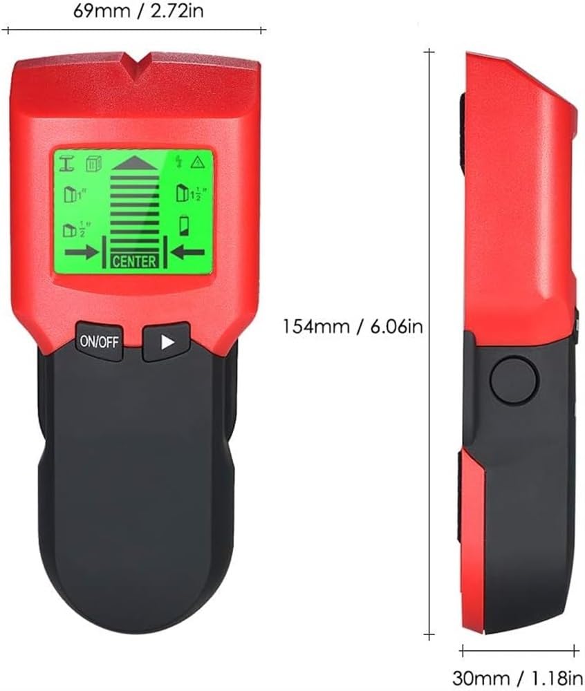 Detector de Pared, escáner de Pared eléctrico 5 en 1, Sensor de Vigas con Advertencia de Sonido y Pantalla LCD Digital for detección de Vigas, Madera, Metal y Cables de CA Vivos