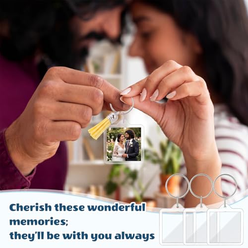 Image of Yaomiao Acrylic Photo Keychain with Tassel Clear Blank Custom Keychain Frame Holder Insert Picture Keyring Making Kit