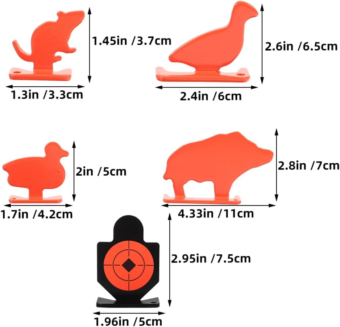 8Pcs Metal Animal Targets and Human Silhouette Shooting Practice Small Steel Resetting Targets for Long Range Training and Outdoor Shooting Sports