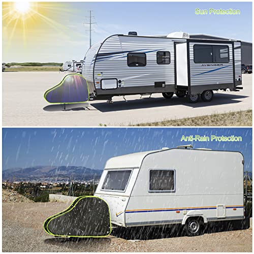 Punvot Housse de protection pour timon - Pour caravane, caravane et remorque - Grande housse de protection pour timon - Avec bandes réfléchissantes vertes et serrure - Image 5