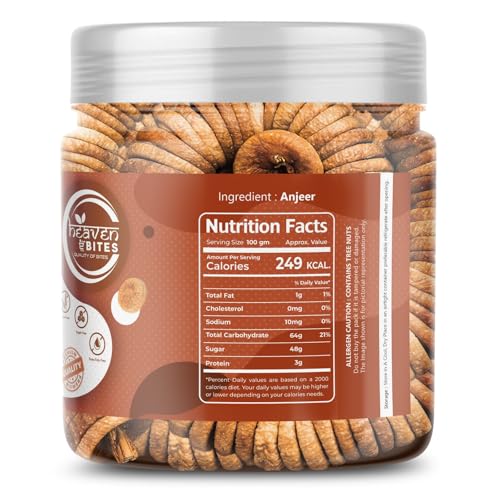 Image of Heaven Bites Dried Afghani Anjeer 1000 GM | Dry Fig for Healthy Snacking, Dieting & Breakfast | Rich Source of Fibre Calcium Iron | High In Minerals | Anjir Dry Fruits Perfect for Giftings