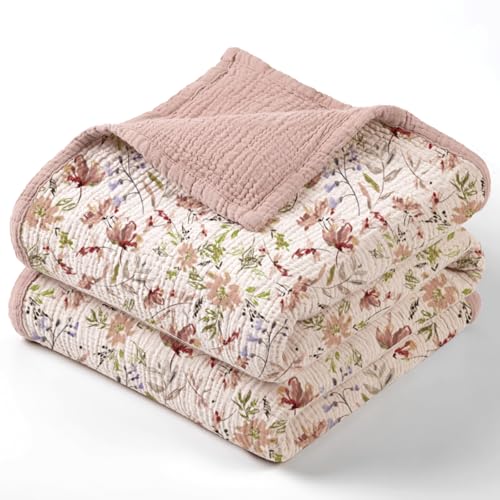 Image of lulumoon Muslin Baby Blanket for Girls: Soft Lightweight Toddler Blanket