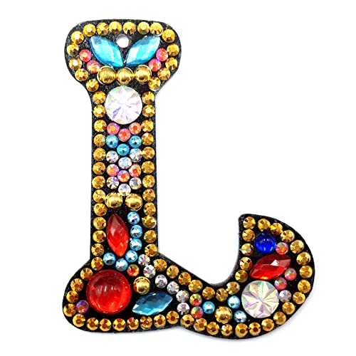 MEDOYOH DIY Letters "L" Diamond Painting Key Chains, Double-Sided Retro DIY Diamond Painting Kits Keychain - Image 2