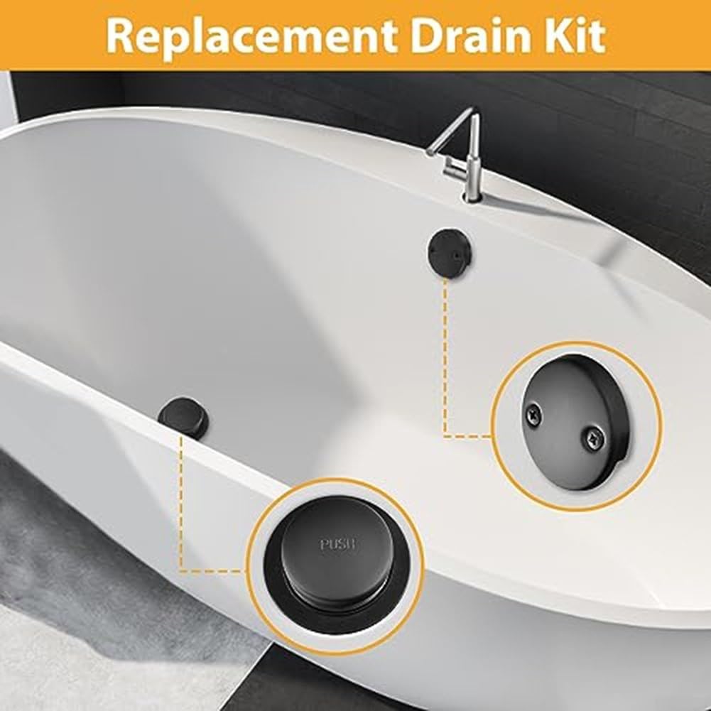 Desagüe de bañera negro, kit de conversión de drenaje de bañera con rosca universal, DA532GKAM308R3U6E9HWO