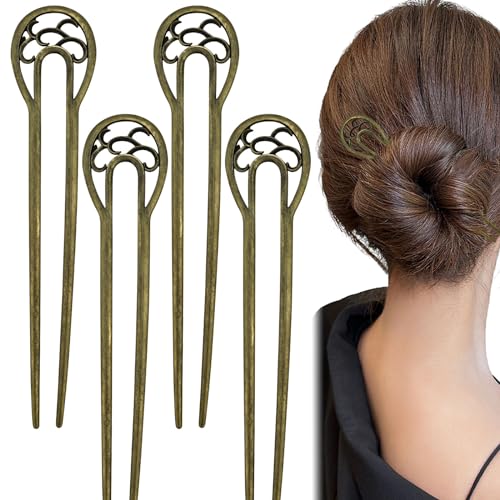 4 PACK Metal U Shaped Hairpin, French Hair Pins, Vintage Hair Sticks...