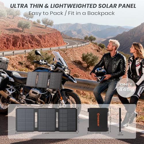 Image of FlexSolar 28W Foldable Solar Panel Trickle Charger Maintainer Kits - 12V DC & QC3.0 USB Output with Built-in Controller, Includes Cigarette Lighter, Alligator Clips, O-Rings,OBDII Connector