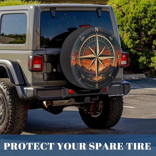 Image of Mountain Compass Spare Tire Cover Wheel Covers Protectors Waterproof Dust-Proof Universal Fit Trailer, RV, SUV and Many Vehicle 17 Inch,C-04