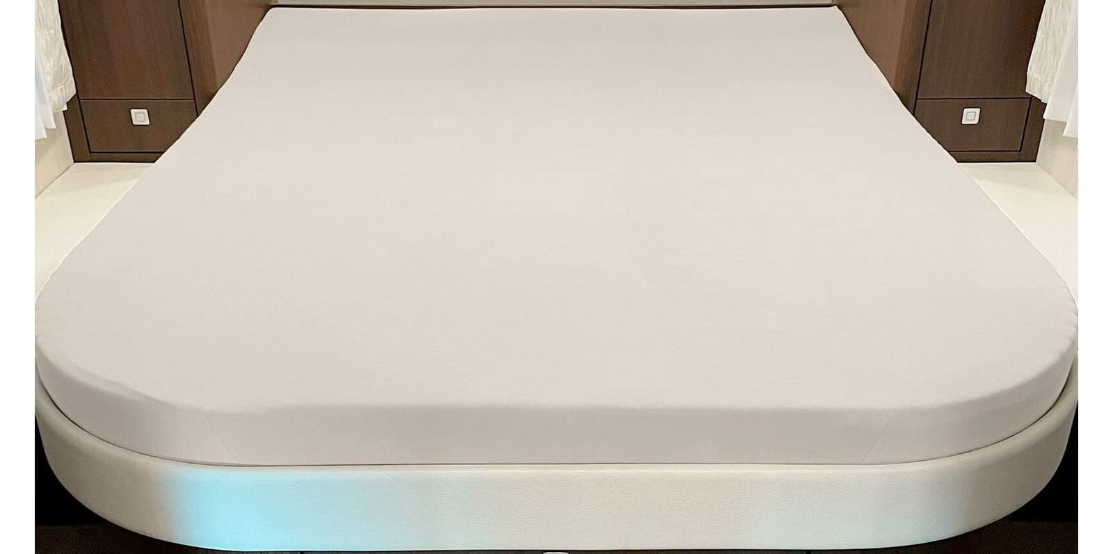 Kris Van Rhein Jersey- Spannbettlakenlaken, Bettlaken mit 2 Rundungen von Castejo für Wohnmobile/Heckbetten/Queensbetten Größe 160x200cm super elastisch(anthrazit)
