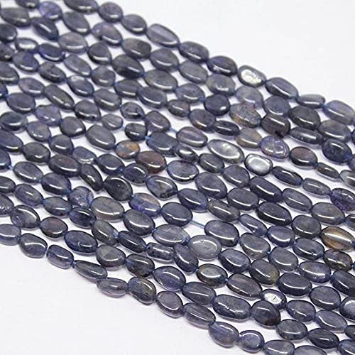 Iolite lot 5 brins perles de saphir d'eau ovale lisse 7-8mm pour création bijoux