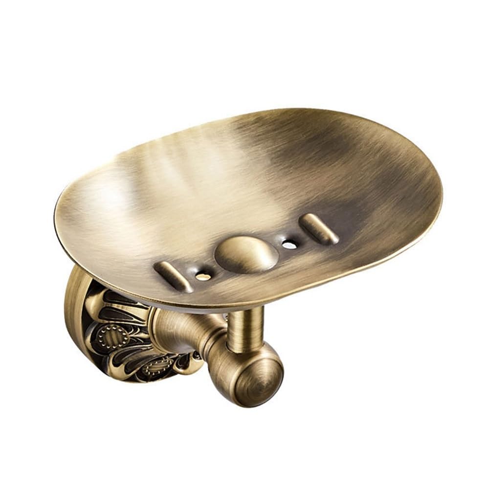 Haoxueli Soap Dish For Retro Decoration Users Antique Brass Wall Mounted Bathroom Hardware Set Towel Rack Tissue Holder Hook And Cup For Neat Toiletries Storage(Soap Dish)