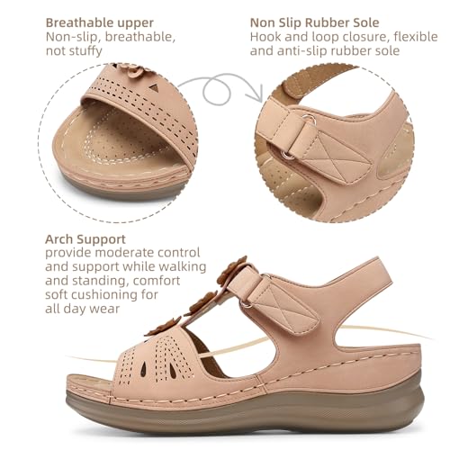 Image of SHIBEVER Dressy Wedge Women Sandals: Comfortable Arch Support Summer Sandal