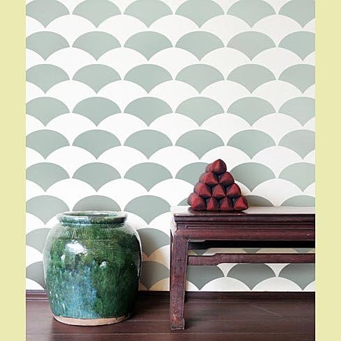 Allover Stencil Fishscale - Reusable Stencils for Walls Instead of Wallpaper - DIY Decor
