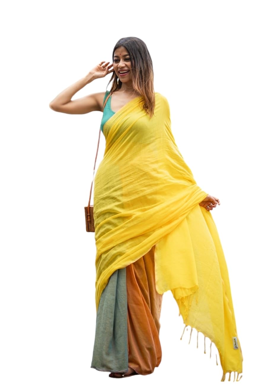 Tri-Color Multi-Shade Cotton Saree-image-3