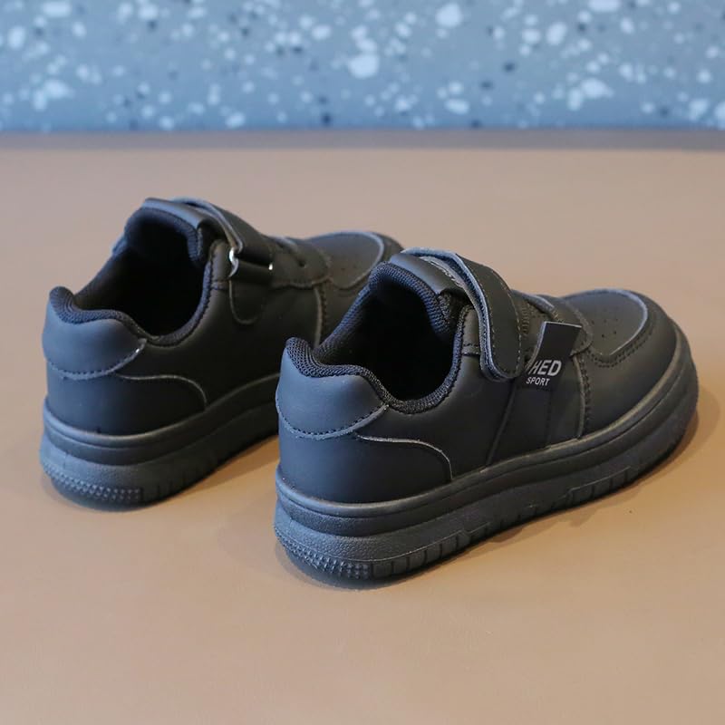 Kids White Sneakers with Hook and Loop Strap, Gum Rubber Sole, Perforated Design4