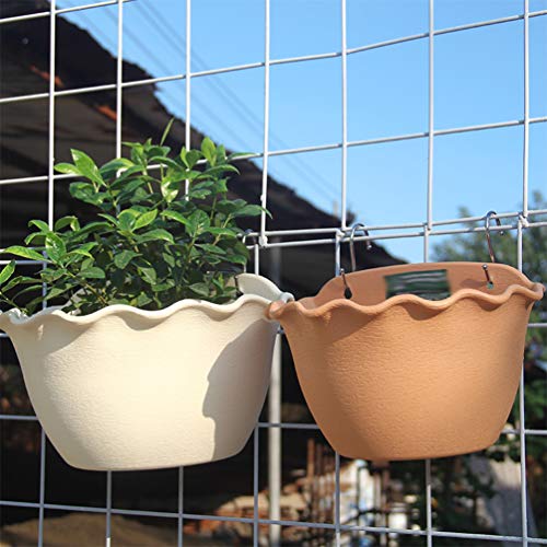 Doitool Flower Pots Outdoor Wall Flowers Plant Planter Pot Vertical Wall Mount Planter Pot Wave Hanging Flower Basket Railing Fence Planter Resin Gardening Container L Wall Mounted Planters #TOP2