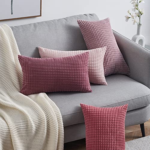 Topfinel Kissenbezug 30x50 cm Rosa 4er Set Cord körnig Kissenbezüge Kissenhülle Dekokissenbezug Sofakissen Dekokissen deko für Sofa… – Ansicht 2