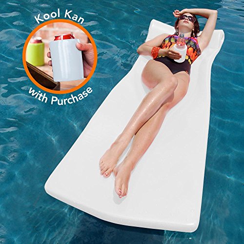Texas Recreation Kool Float 1.75” Thick Swimming Pool Foam Pool Floating Mattress with Bonus Kool Kan, White