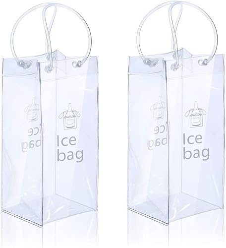 Bolsa de vino de hielo, portátil, plegable, transparente, con asa, para fiestas, exteriores, champán, cerveza fría, vino blanco, bebidas frías,