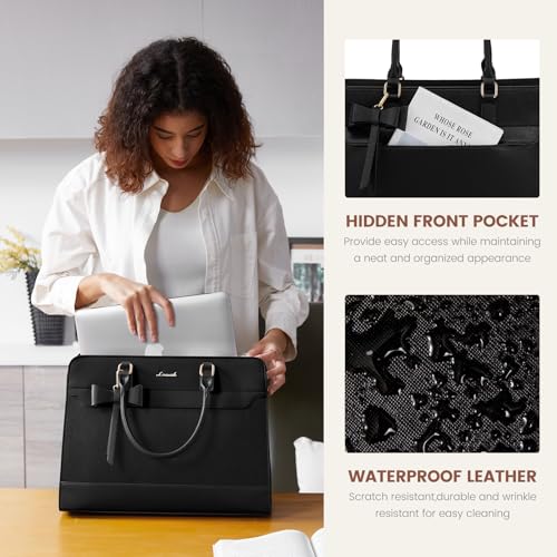 Image of LOVEVOOK Laptop Tote Bag for Women,Leather Work Bag, Waterproof Business Teacher Bag,Large Computer Handbag Purse Briefcase,Office Gifts for Women