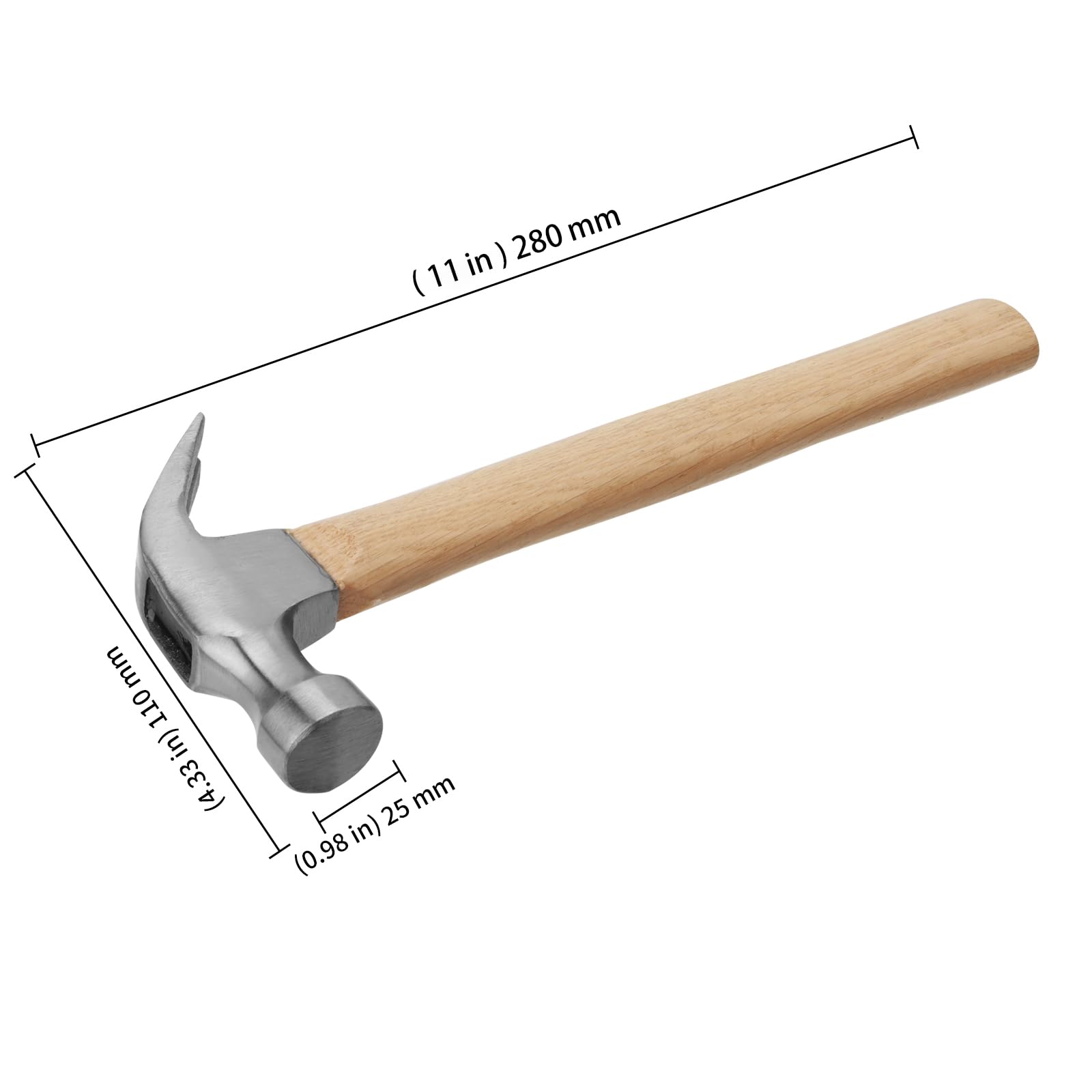 KEILEOHO 2 PCS 8oz Claw Hammer, Nail Hammer with Wooden Handle, 11 Inch Mini Hammer for Home Repair, DIY, 0.25kg - Image 2