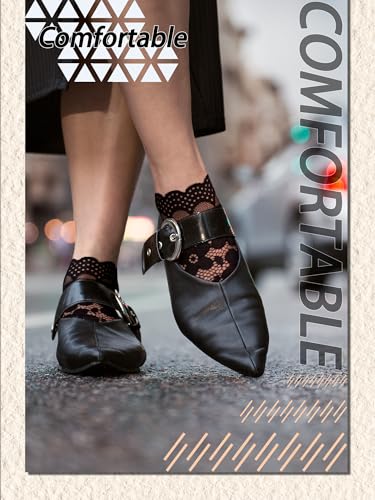 Image of 10 Pairs Womens Lace Ankle Socks Non Slip Low Cut and No Show Lace Socks Sets for Loafers Flats
