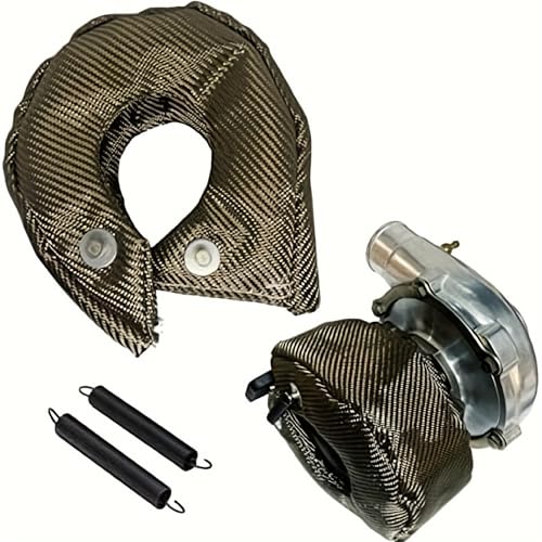XINPENGLIU Carbon Fiber T4 Turbo Blanket Heat Shield charger Cover Wrap Fit T4 GT40 GT42 GT45 With Locking Springs Cover Carbon Turbo Charger Cover Heat Shield Barrier Fiber Turbo Blanket Turbocharger