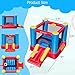 OLAKIDS Inflatable Bounce House, 3 in 1 Kids Jumping Castle with Large Bouncing Area, Slide, Basketball Rim, Indoor Outdoor Inflatable Obstacle Course with Carry Bag, Repair Kit (with 480W Blower)