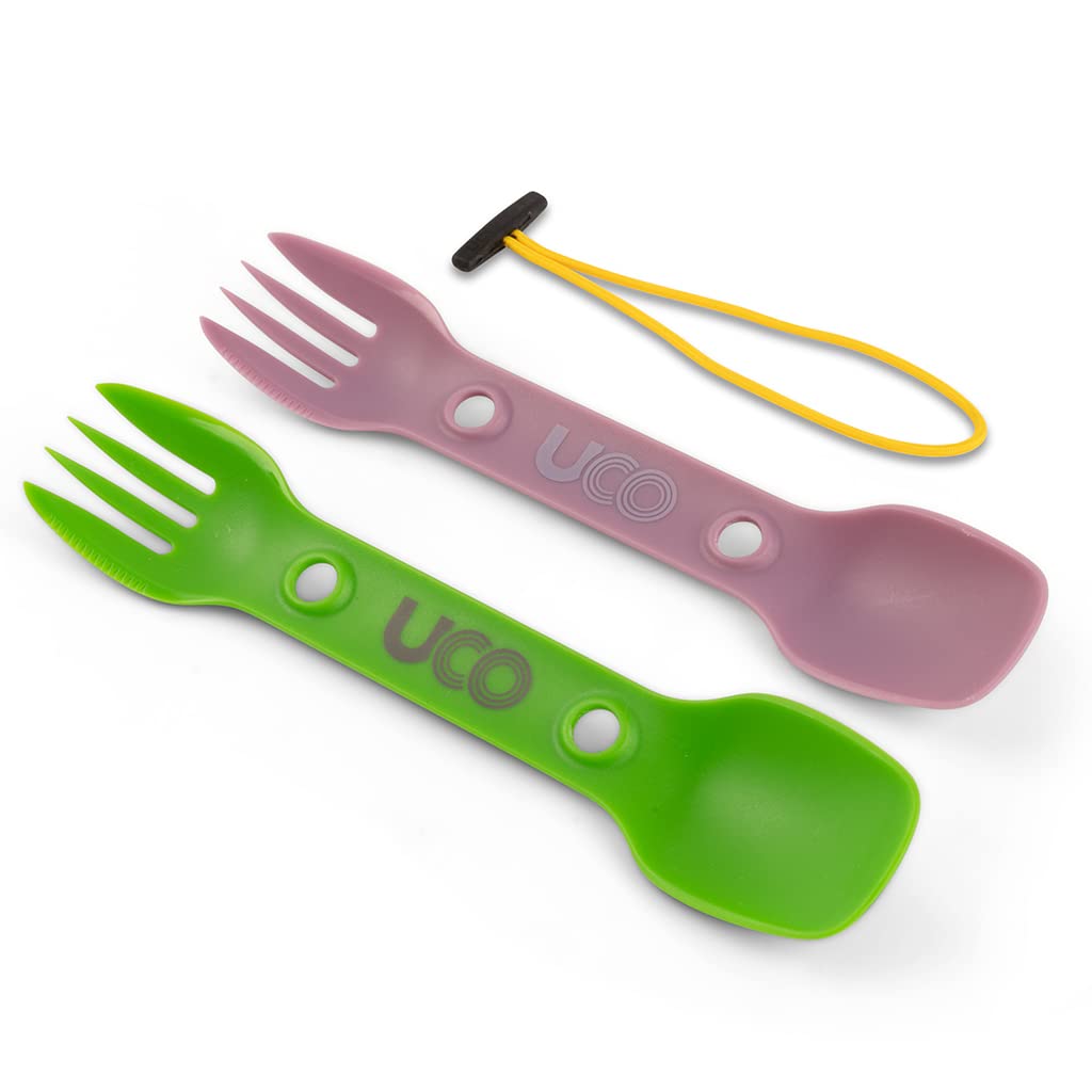 UCO Utility Spork Camping Spoon-Fork-Knife Utensil, 2 Pack