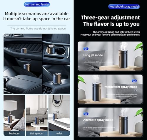 Image of Car Diffuser Humidifier Aromatherapy Essential Oil Air Freshener, Ultrasonic Atomizer, Adjustable Concentration, Auto On /Off, Built-in Battery