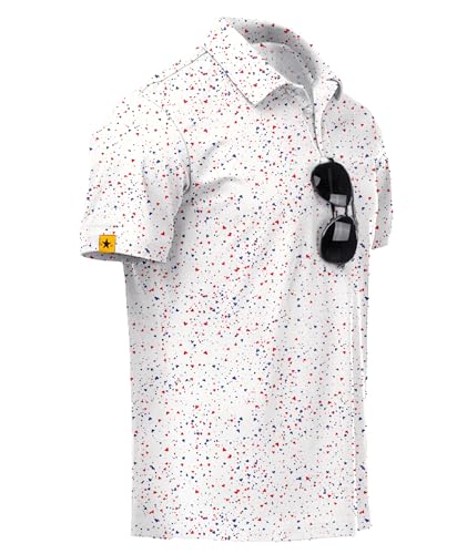 Image of ZITY Mens Golf Polo Shirts Short Sleeve UPF 50+ Performance Moisture Wicking Print Pattern Casual Collared Golf Shirt for Men