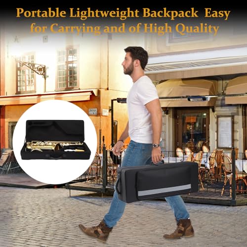 Image of Senfot Bb Tenor Saxophone Beginner Kit - AS 200 Bb Saxophone Includes Mouthpiece, Neck Strap, Reeds, Cleaning Cloth, Carrying Case (Gold)
