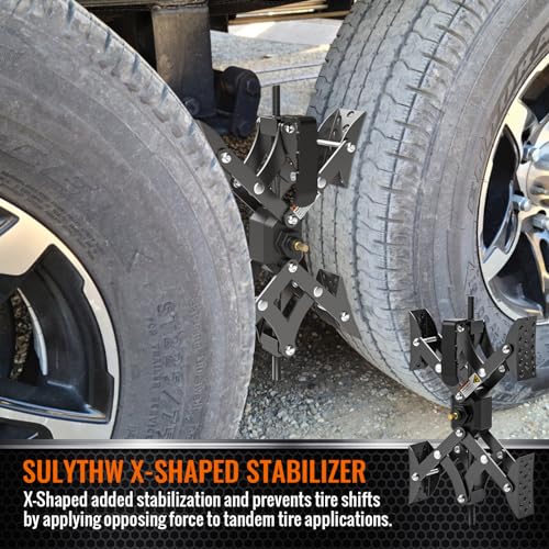 Image of X-Shaped Wheel Chocks for Travel Trailer【Allow Drill Adjust】 RV Stabilizers X chocks Camper Wheel Chock for Travel Trailers RV Accessories Wrench Adjustable 3 inch-11.5 inch (2 PCS) Black