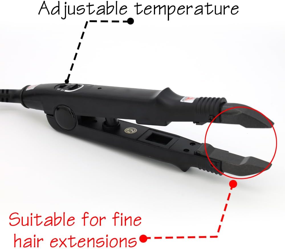 Hair Iron, Professional Hair Extensions Tool with Heat Shield Guards, Temperature Adjustable Heat Wand Melting Tool, US Plug, Flat Square Tip image 5