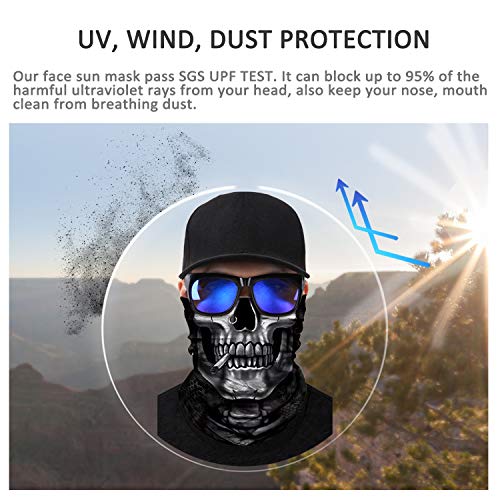 Image of JOEYOUNG Skull Face Mask UV Sun Dust Neck Gaiter Bandana Headwear Motorcycle