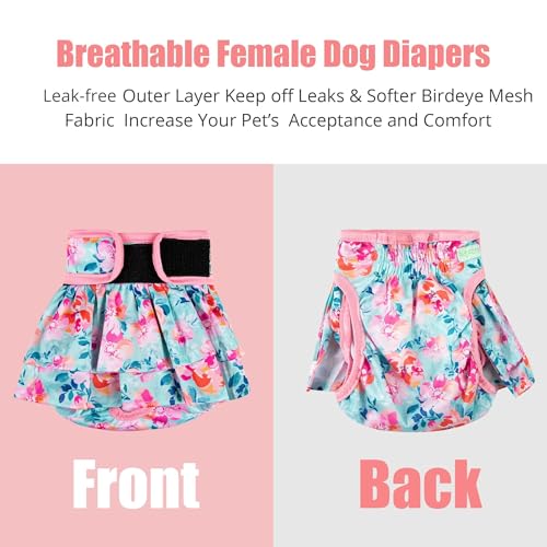 Image of wegreeco Dog Diapers Female (3 Pack), Highly Absorbent Puppy Doggie Dog Diapers for Female Dogs Period, Washable Doggy in Heat, Small Medium Large Size (Ink Painting, Small)