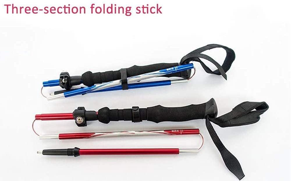 Bastones de Trekking Plegables de Tres Secciones, Ajustables, Ligeros, de Aluminio, Ideales para Viajes nórdicos (90-125 cm) Padres.