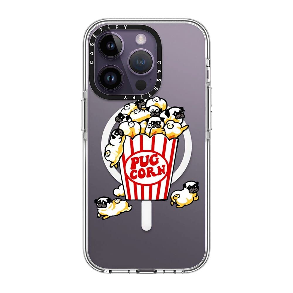 CASETiFY クリア iPhone 14 Pro ケース [黄ばみにくい素材/2mからの落下試験をクリア/MagSafe に対応] - Pug Corn