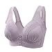 Produktbild CSHE Bequemer BH Ohne Bügel Atmungsaktiv Bustier Damen BH mit Gepolstert Frauen Bralette Push Up BH mit Vorderverschluss Minimizer BH Klassische BHS für Damen Lila 80B